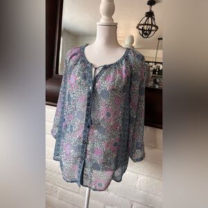 J. Jill sheer floral blouse Size Small